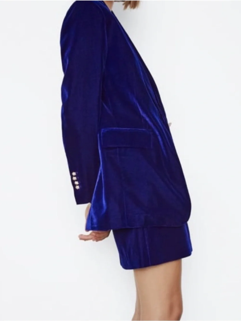Zara Oversized Velvet Rhinestone Single-Button Blazer - Picture 4 of 4